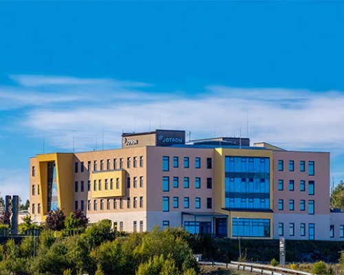 The exterior of the Jotron building.