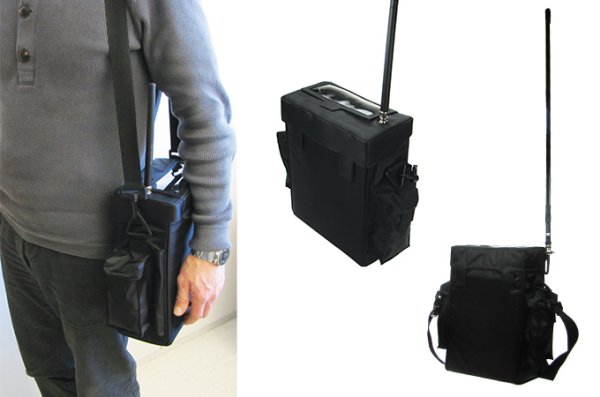 TR-910 Man Portable Radio, carried in a bag.