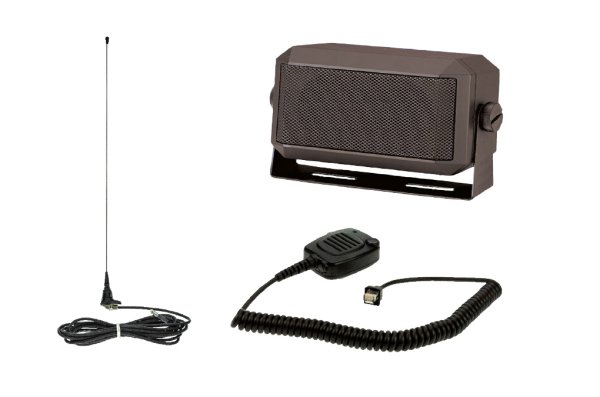 Accessories for TR-910 Vehicle Radio; microphone, external loudspeaker and vehicle antenna.