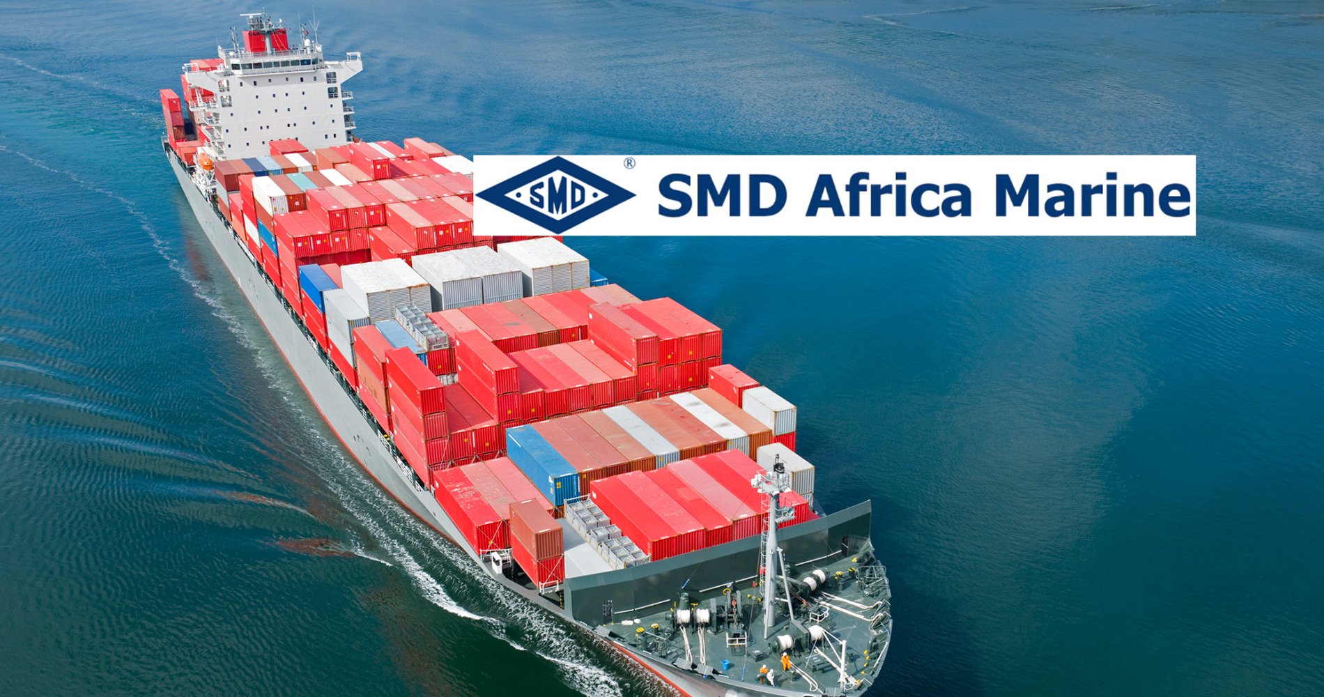 A cargo boat and the SMD Africa Marine logo.